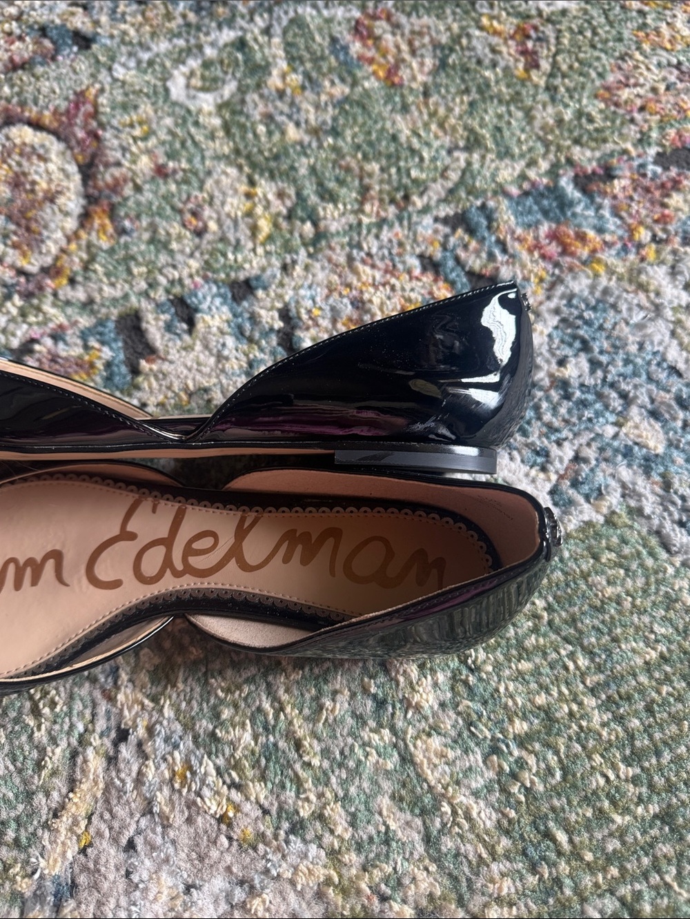 SAM EDELMAN  BLACK FLAT DRESSY PATENT LEATHER SHOES IN WOMENS SZ 7 1/2…LIKE NEW! - Picture 3 of 6